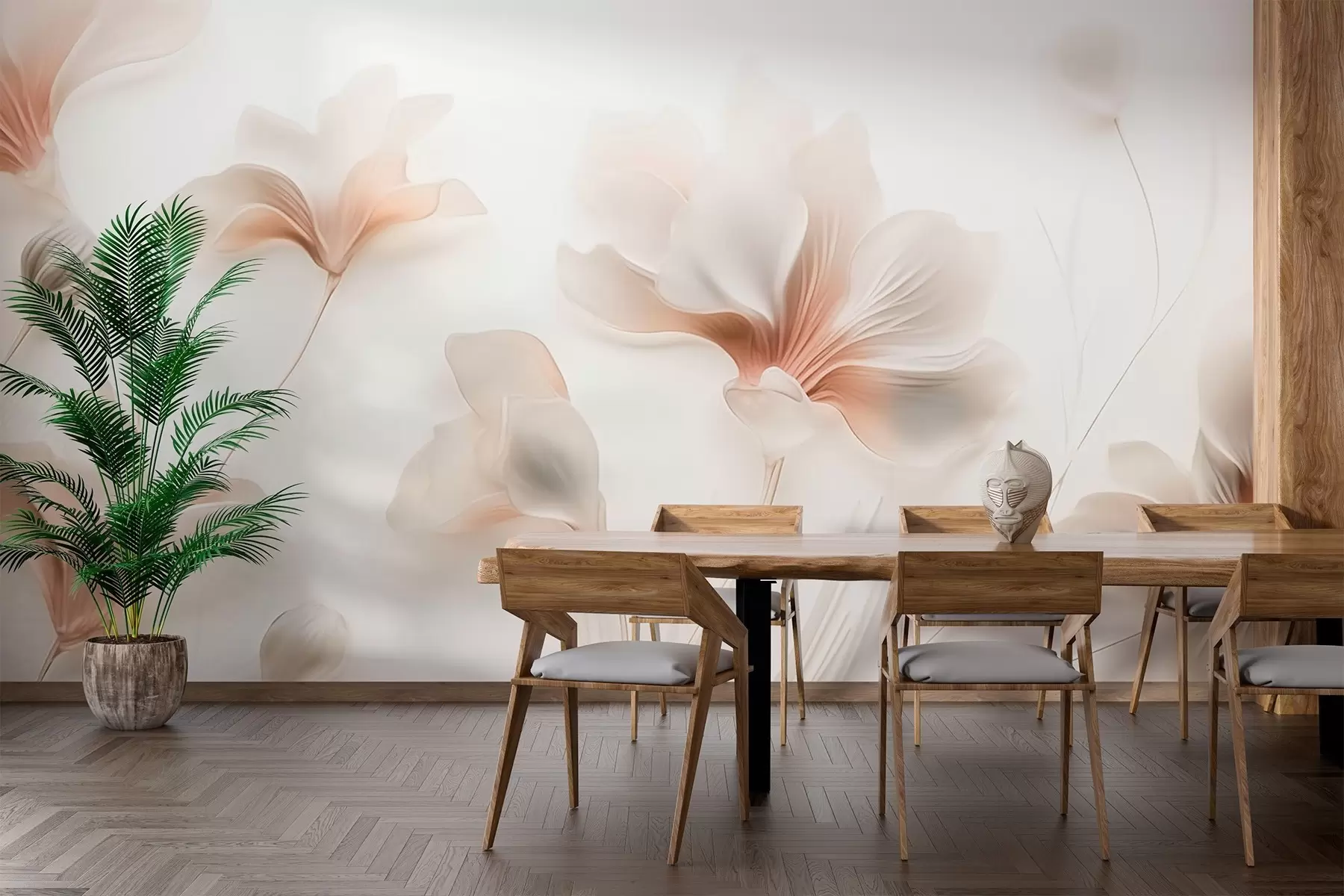 wall murals Elegant flowers in pastel colours w02759