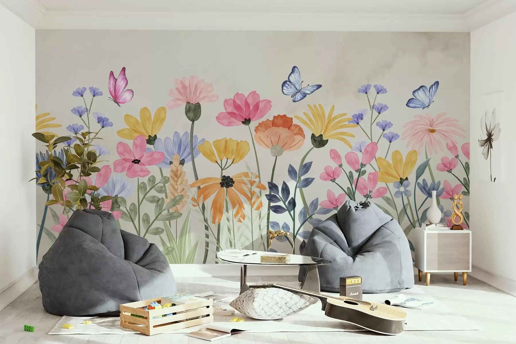 wall murals bright wildflowers w02810