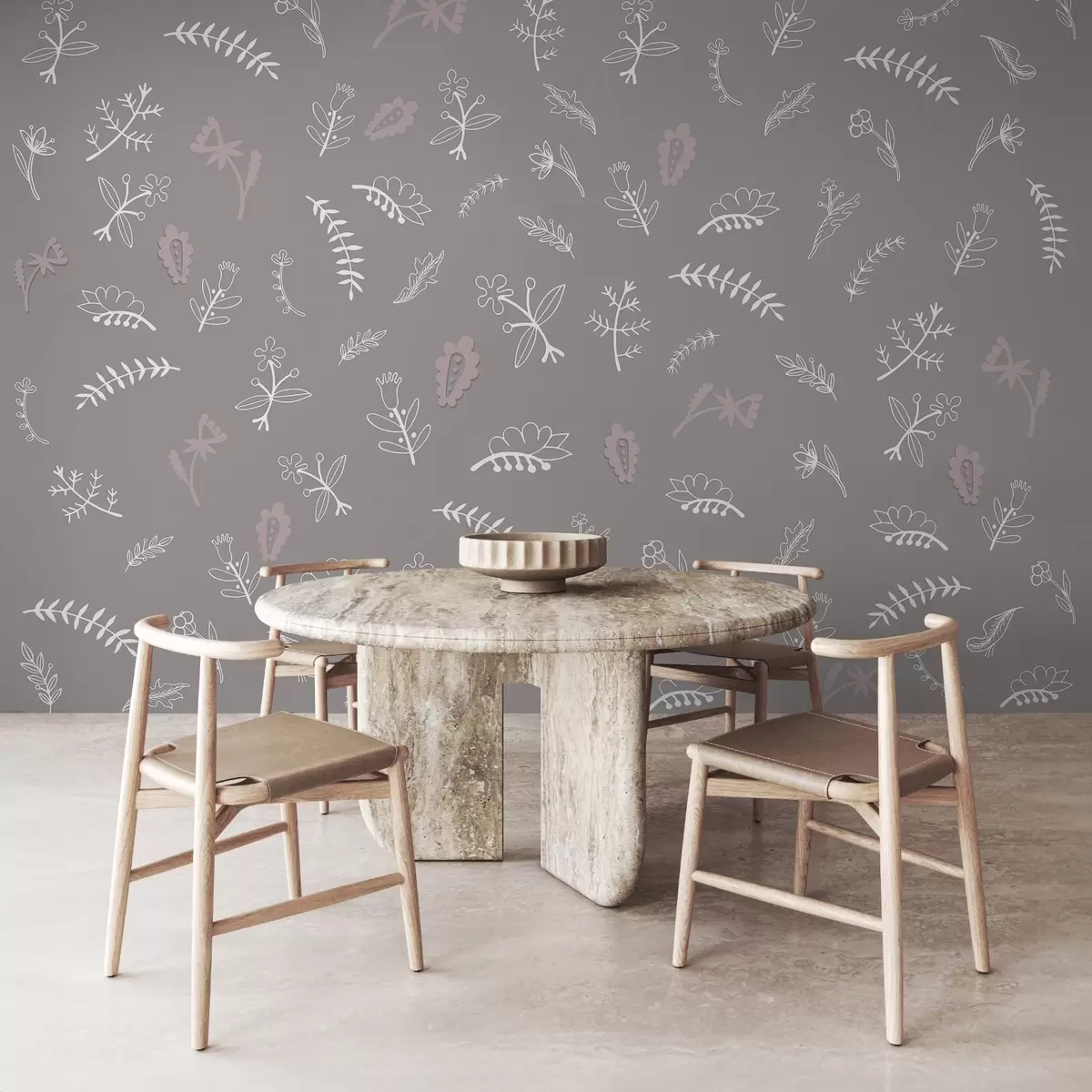 wall murals Delicate Floral Pattern with Subtle Accents w02776v1