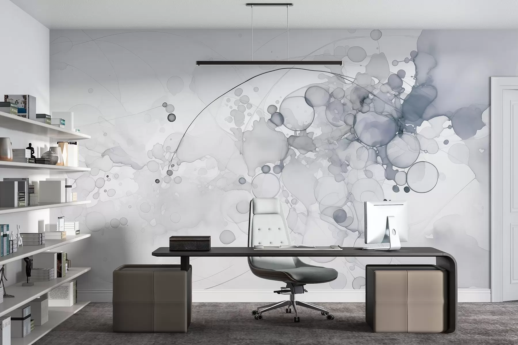 wall murals Abstract fluid art, watercolor style, grey colors w02746v1