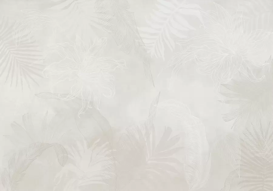 wall murals Tropical leaves with grunge effect in light color w02737