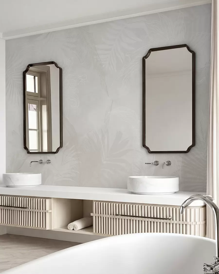 wall murals Tropical leaves with grunge effect in light color w02737