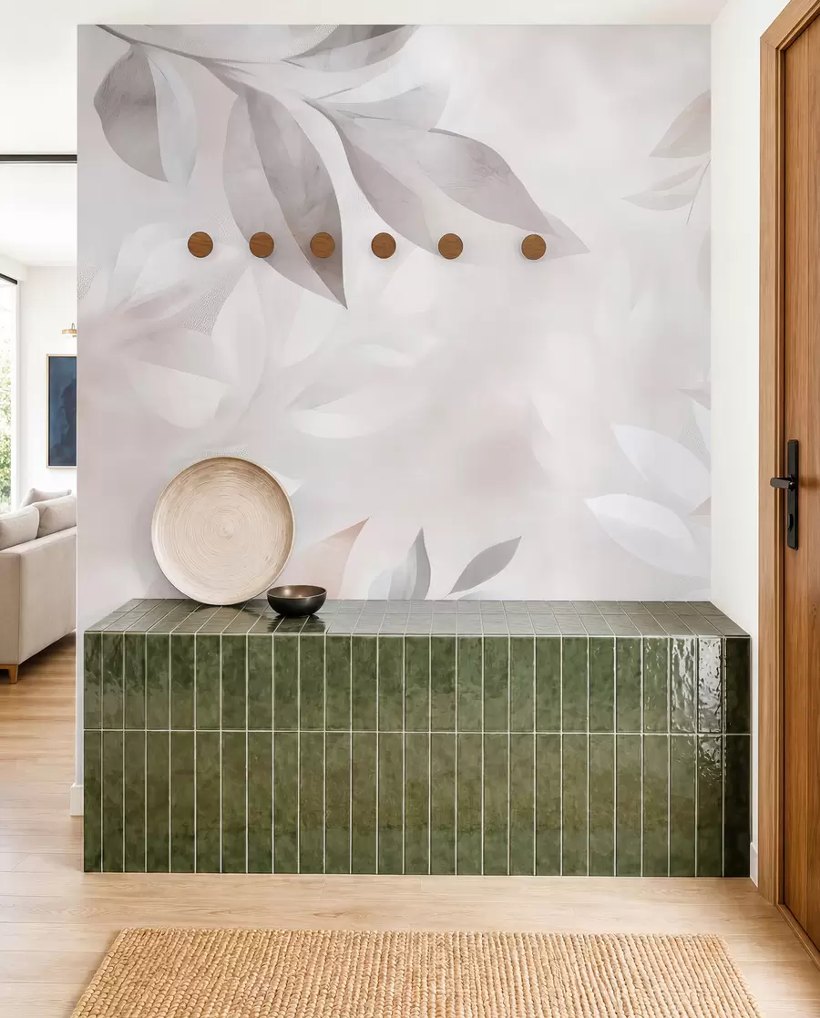 wall murals Delicate foliage in pastel colors w02770