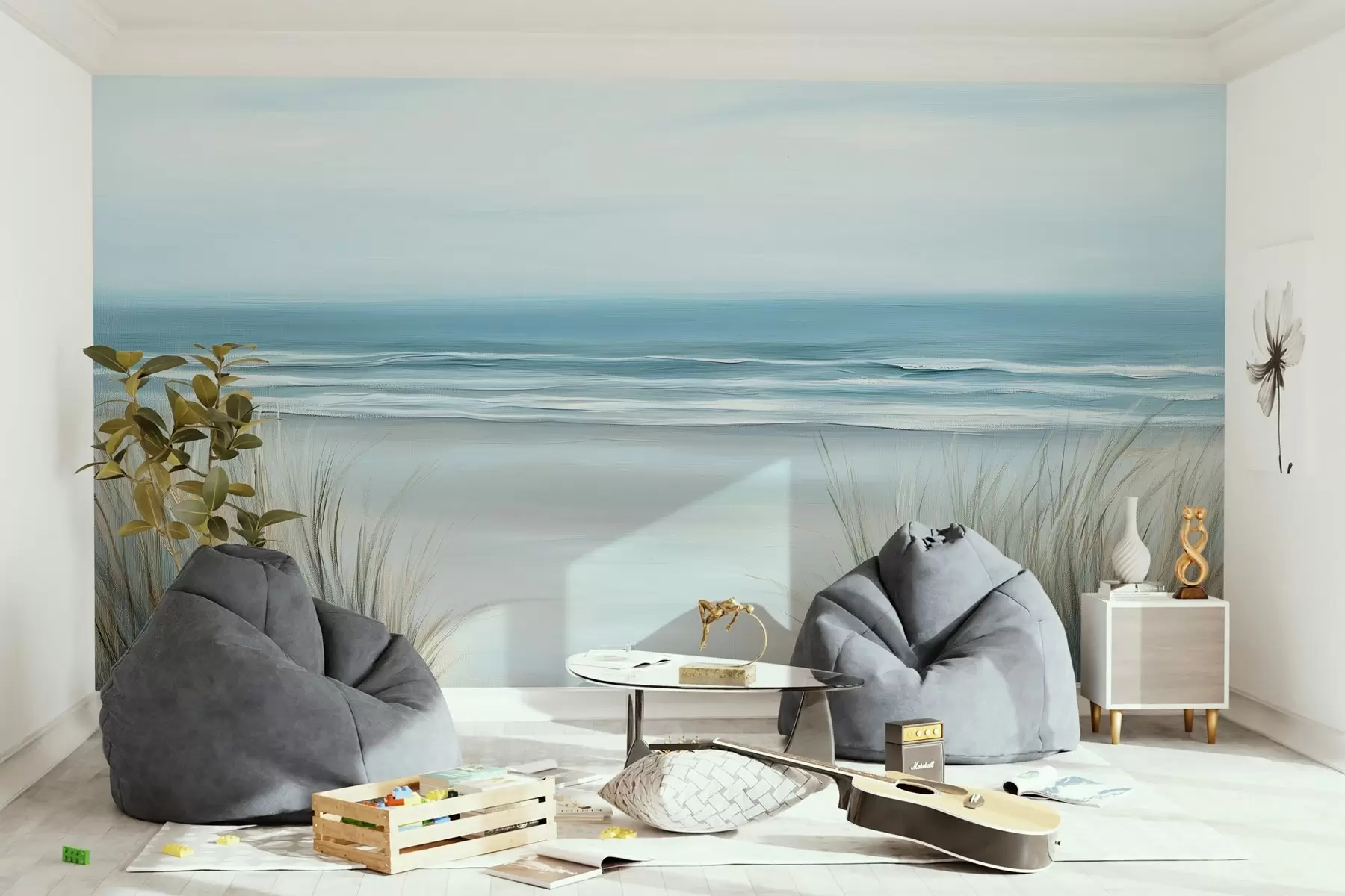 wall murals Landscape with a wild beach in the style of oil painting w02869