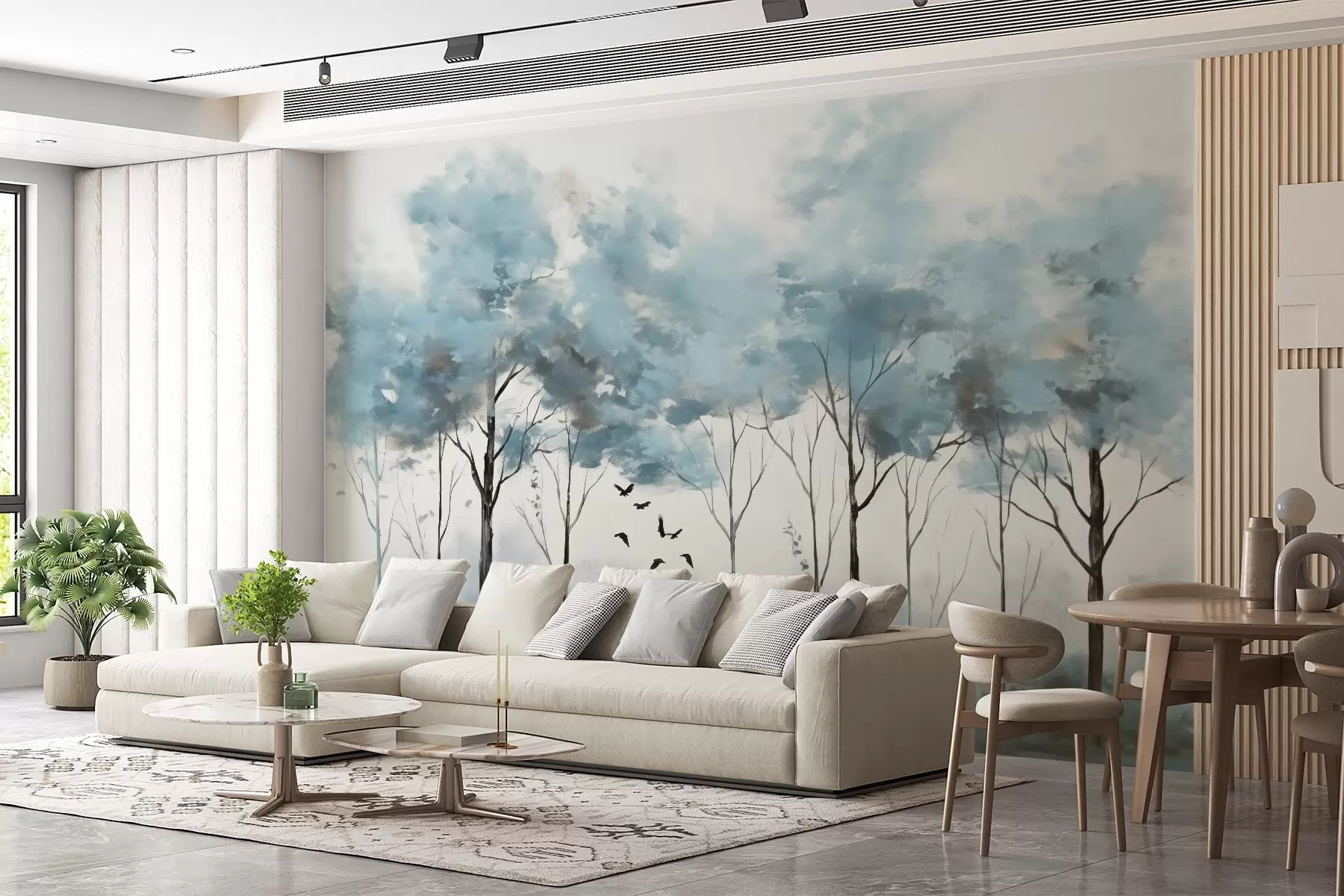 wall murals Pastel trees and water surface w02780