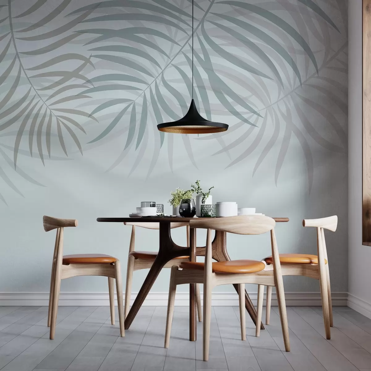 wall murals Delicate tropical patterns in pastel colours w02785