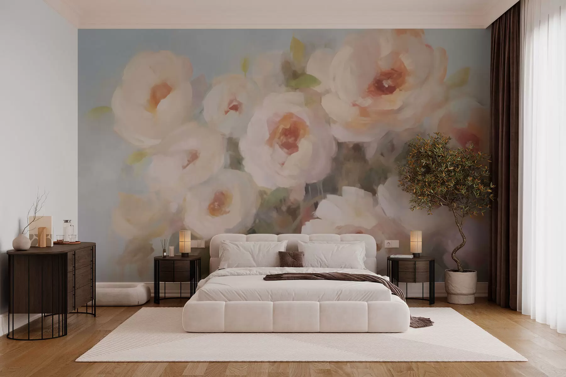 wall murals Large lush flowers w02881