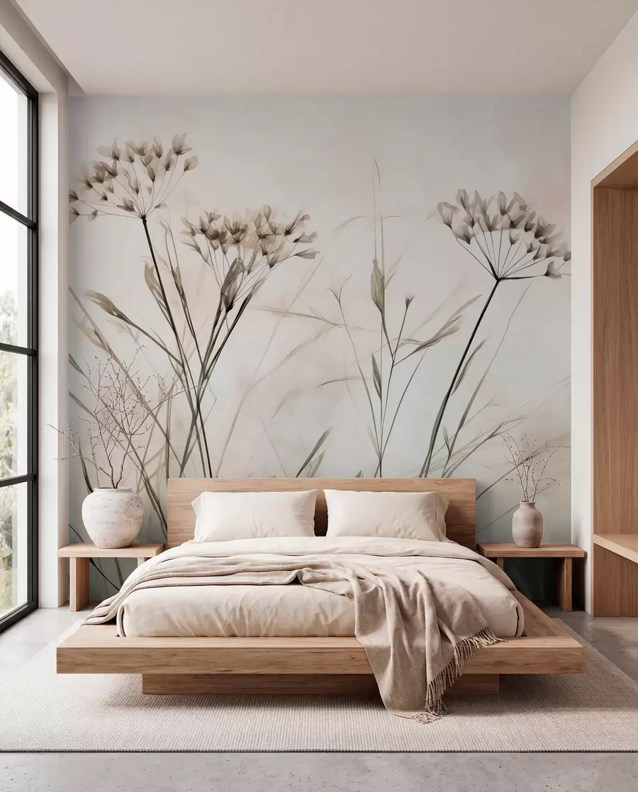 wall murals Herbs in watercolor blurry style w02920