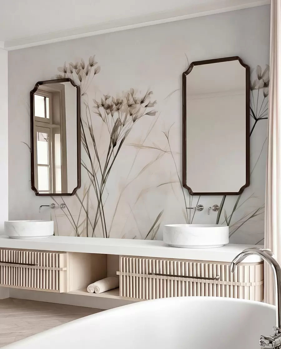 wall murals Herbs in watercolor blurry style w02920