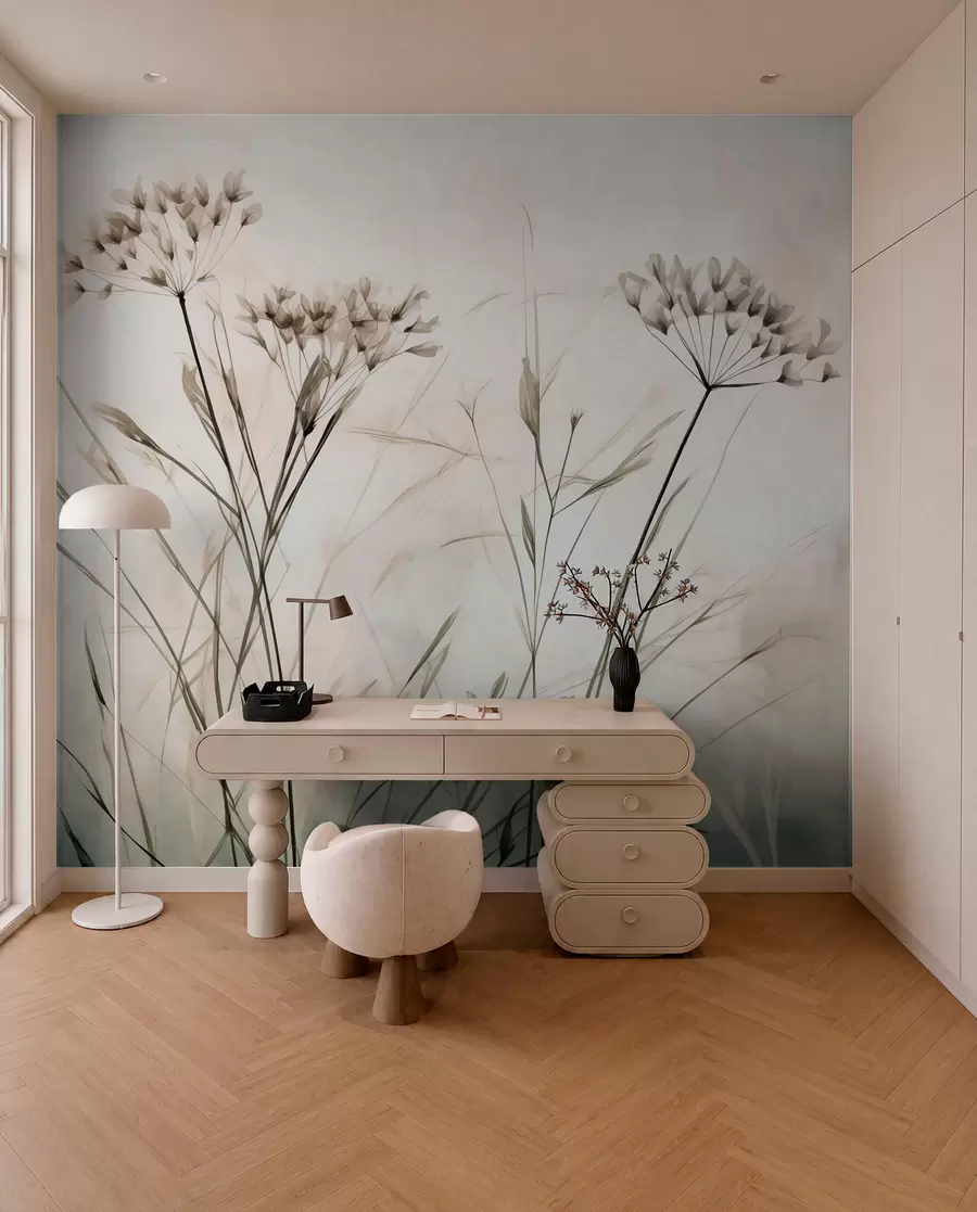 wall murals Herbs in watercolor blurry style w02920