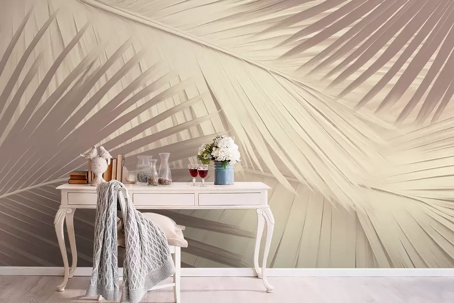 wall murals Abstract palm leaves in soft shades w08677