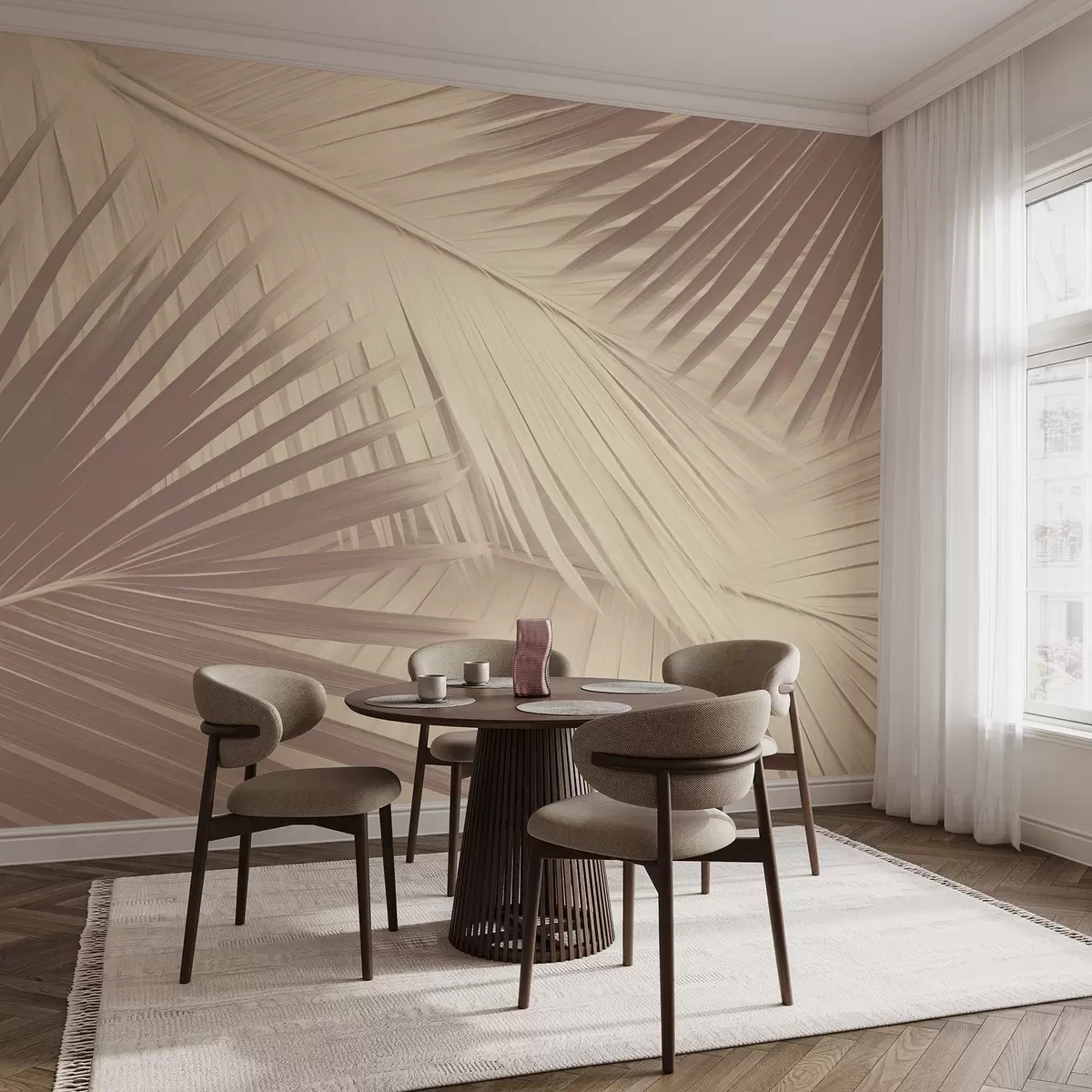 wall murals Abstract palm leaves in soft shades w08677
