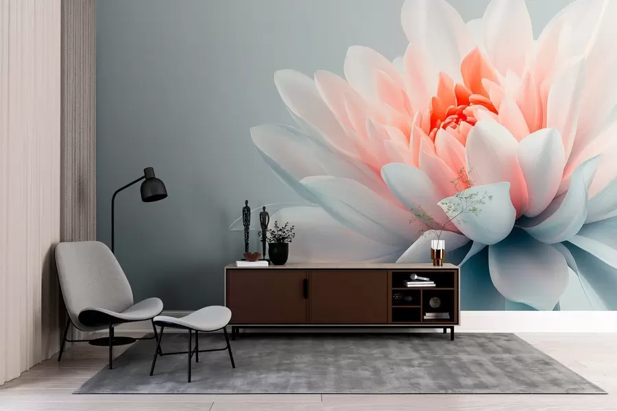 wall murals Large flower on a gray background w02906