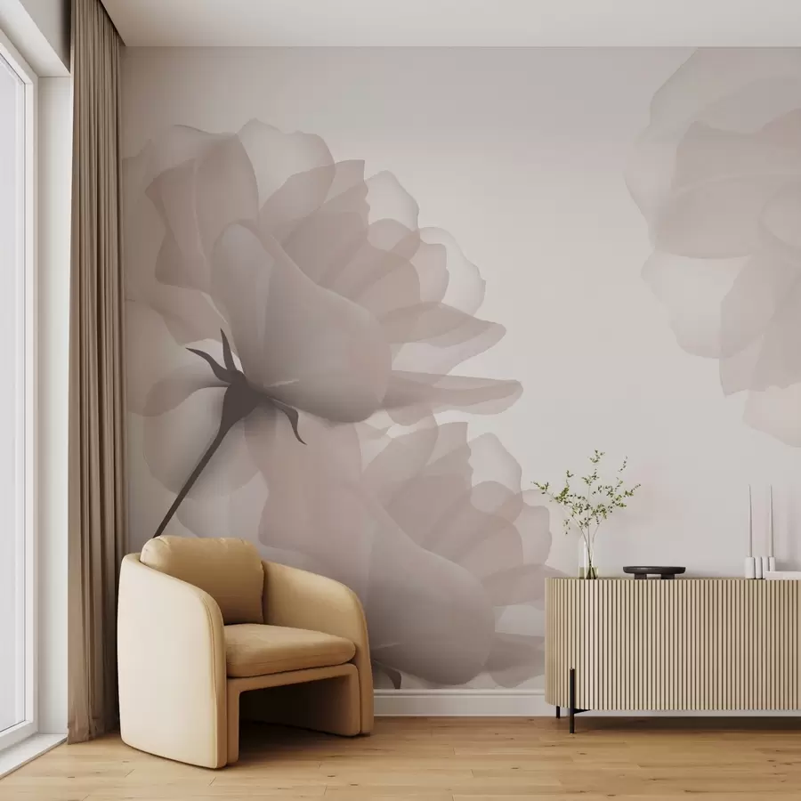wall murals Delicate large flowers w02967