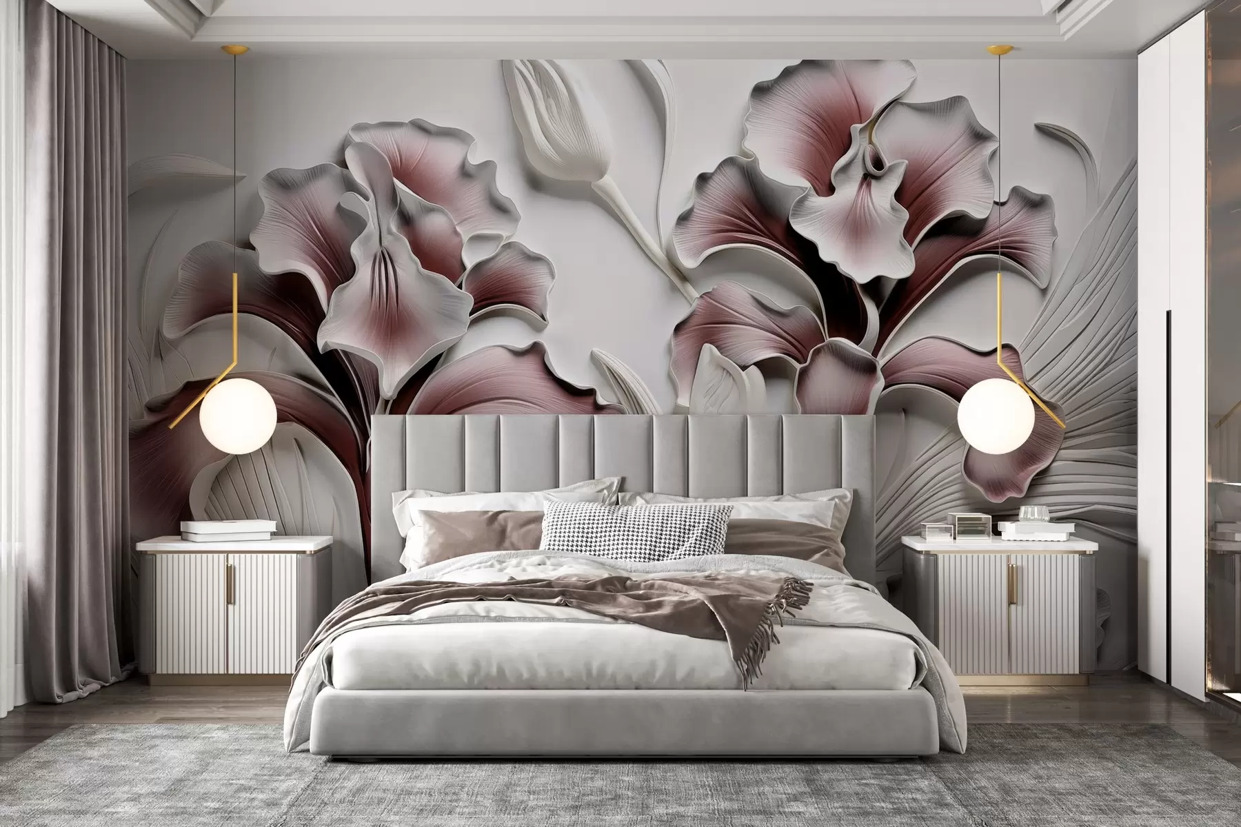 wall murals Volumetric irises sculpting w02970v1
