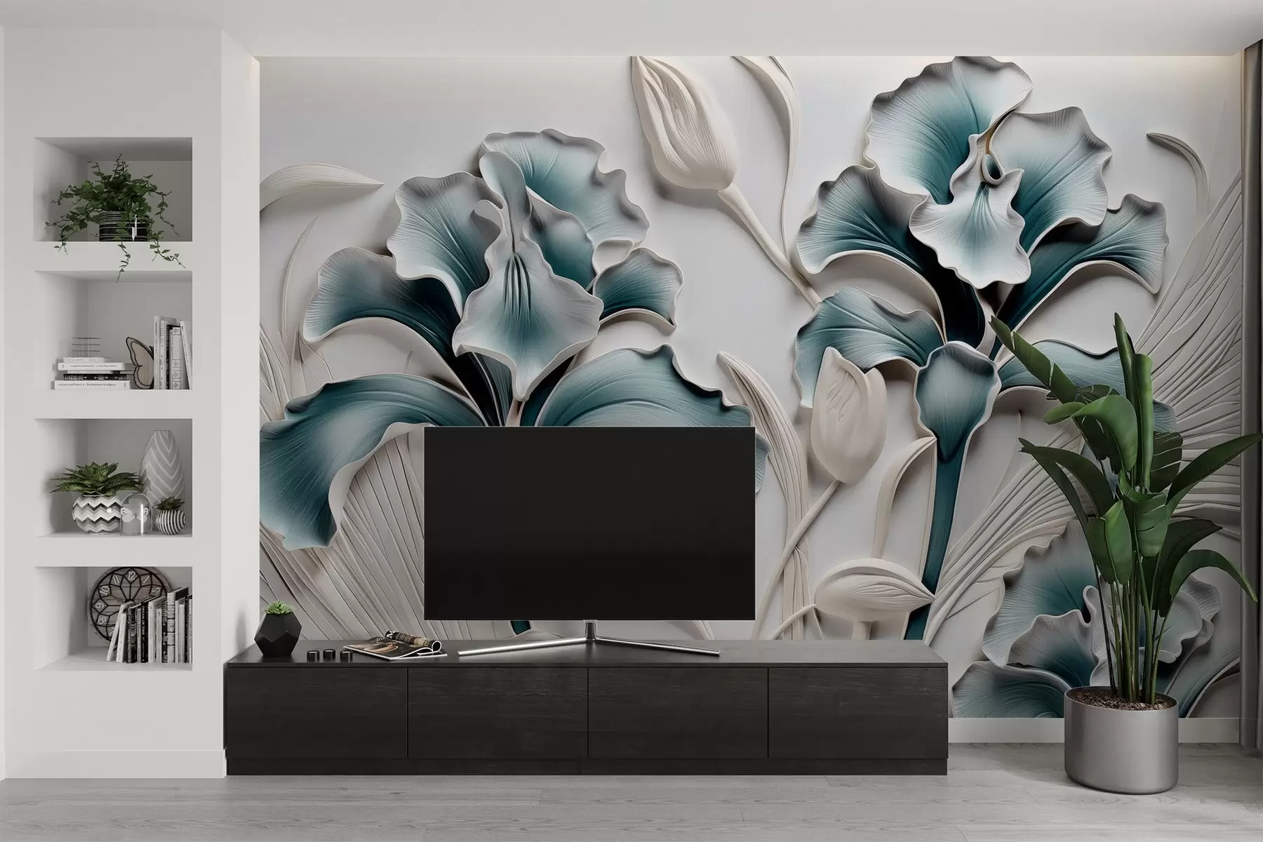 wall murals Volumetric irises sculpting w02970v2