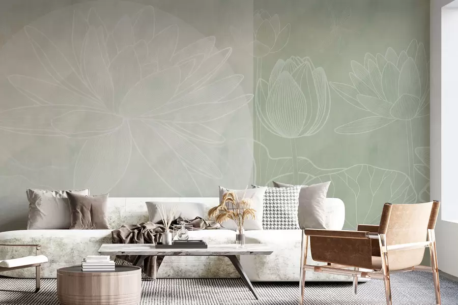 wall murals Lotus flowers and geometry w03005v4