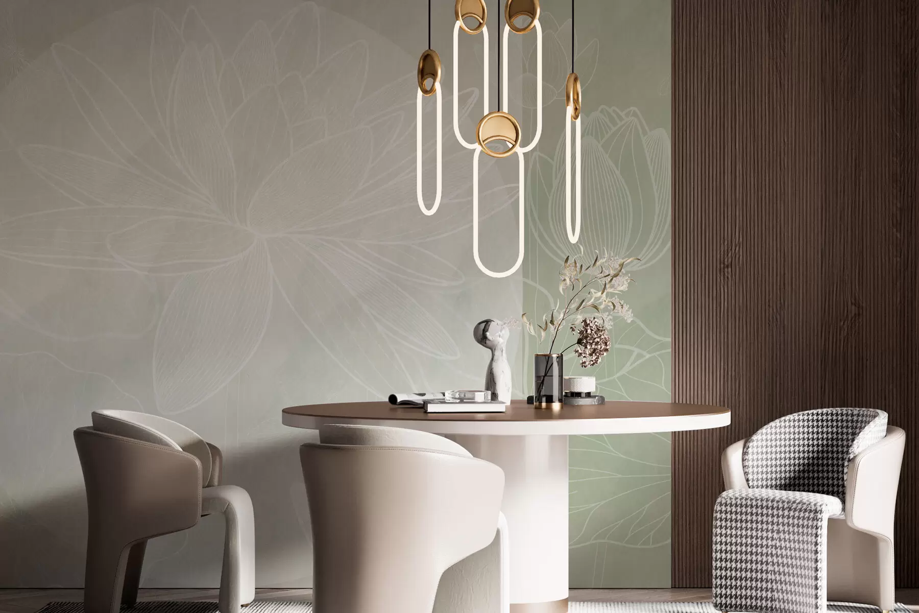 wall murals Lotus flowers and geometry w03005v4