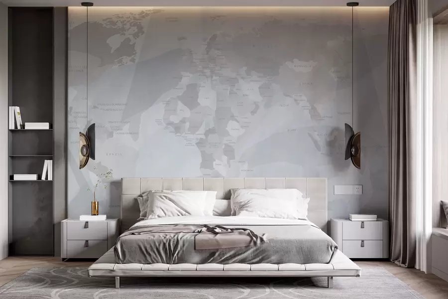 wall murals World map geometry whales w03007v2
