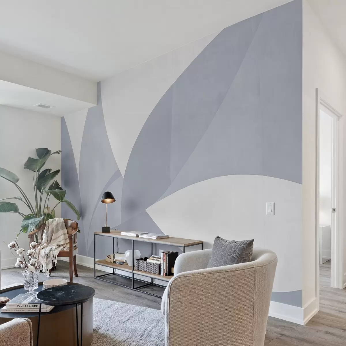 wall murals Minimalist abstract art in blue tones w08711