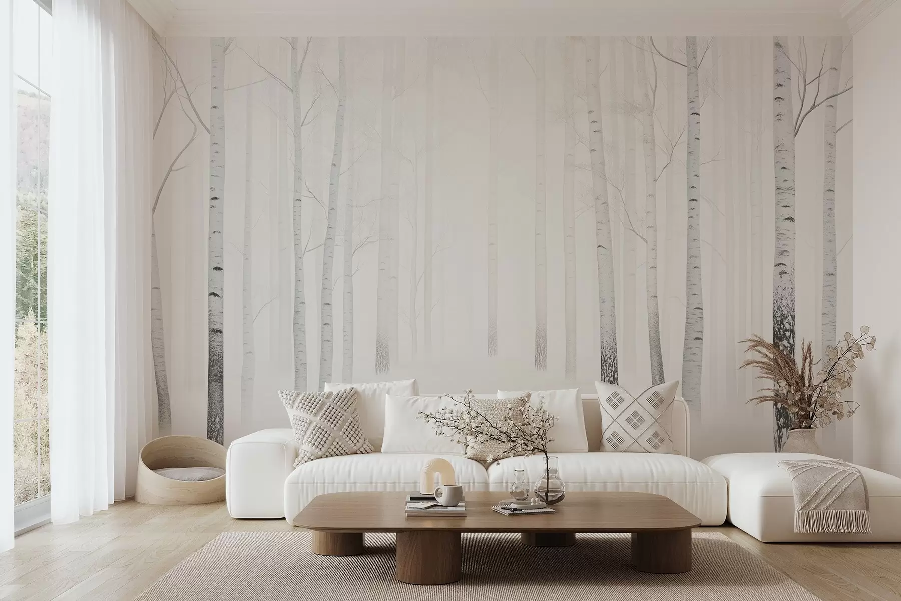 wall murals Dense snowy forest in wintertime w08712