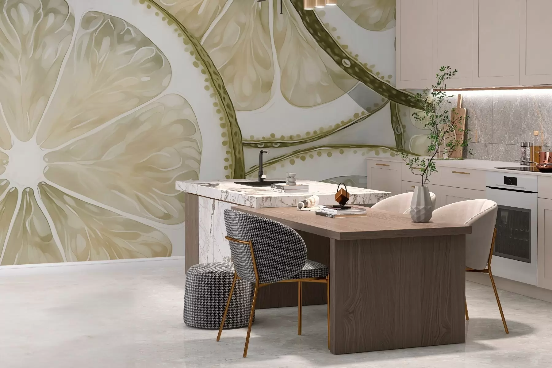 wall murals Citrus circles imitation watercolor w03026v1