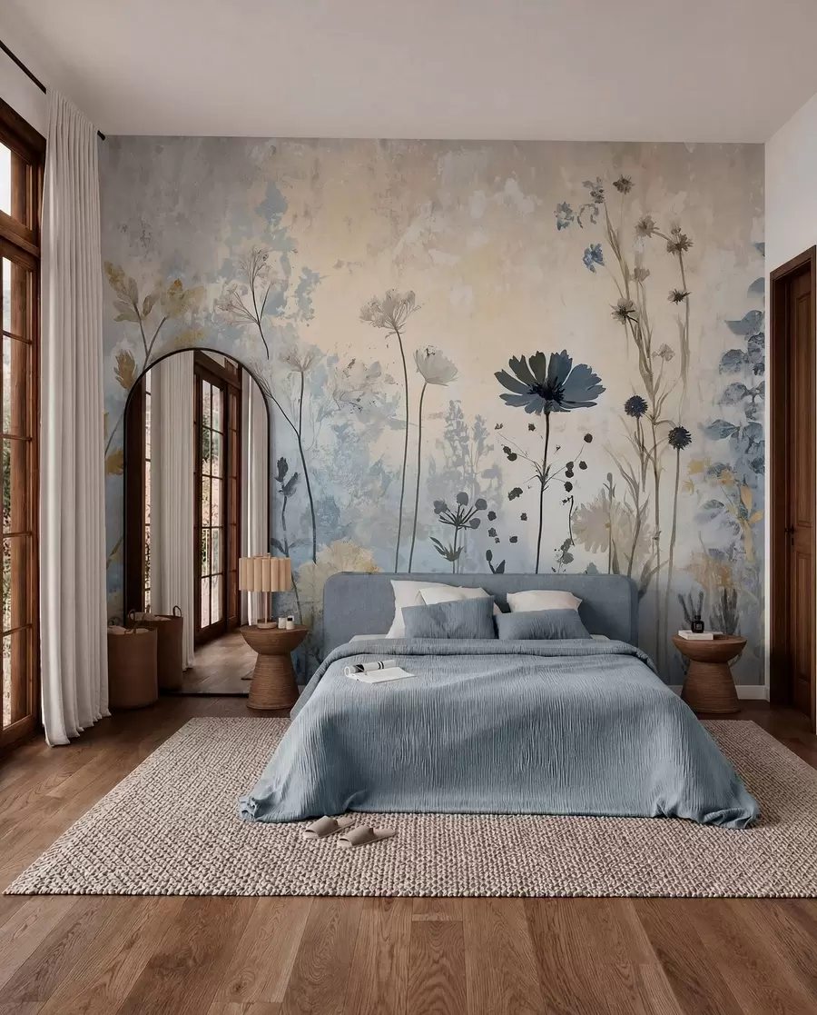 wall murals Wildflowers in an abstract manner w03022