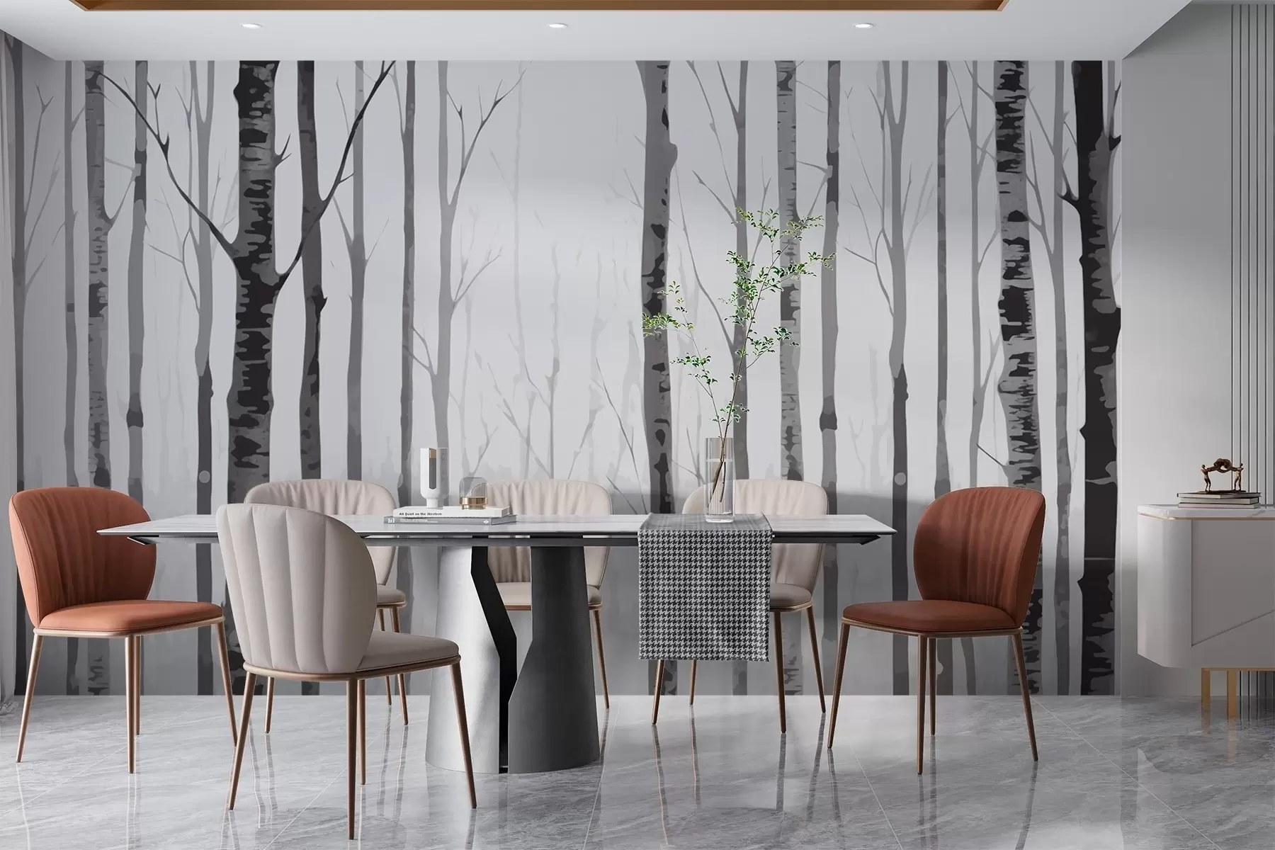 wall murals Birch forest w03055