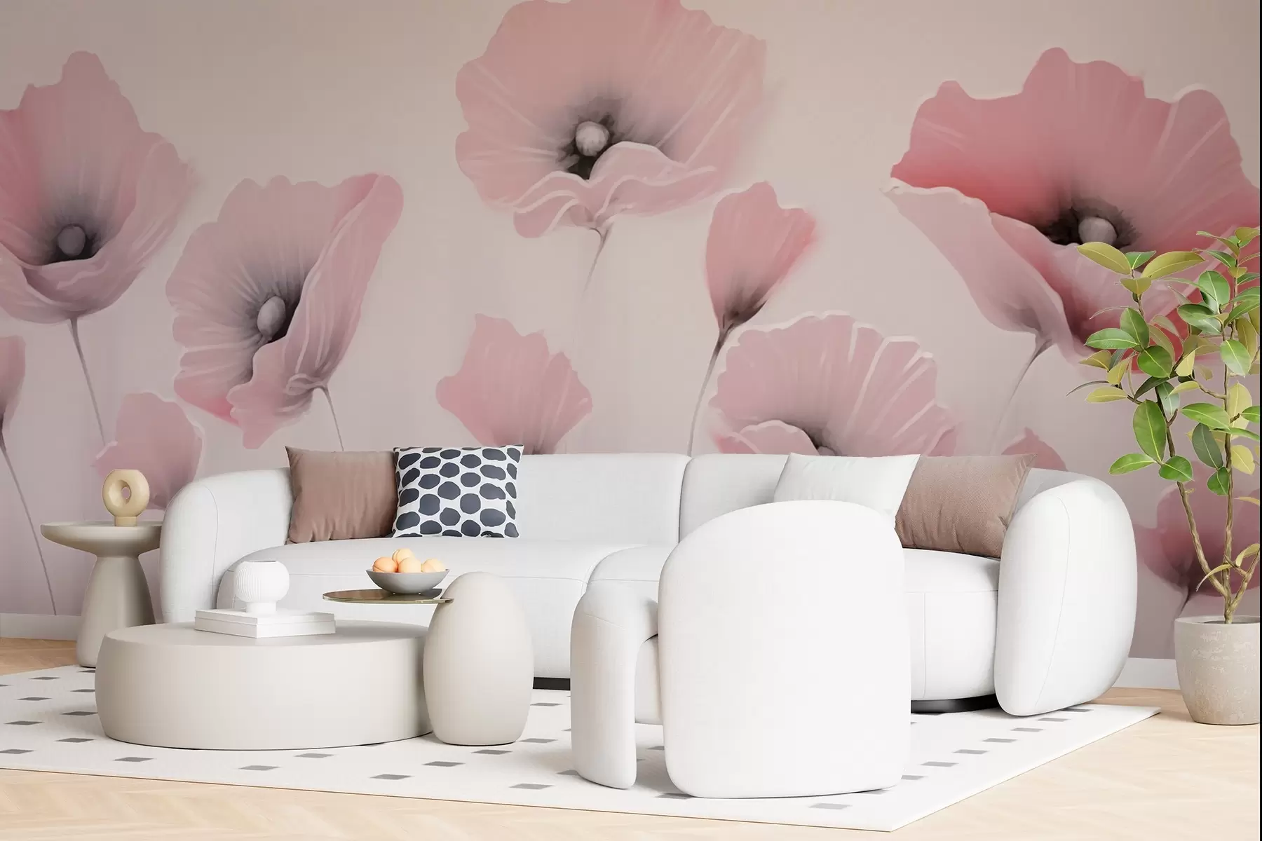 wall murals Pink poppies w03056