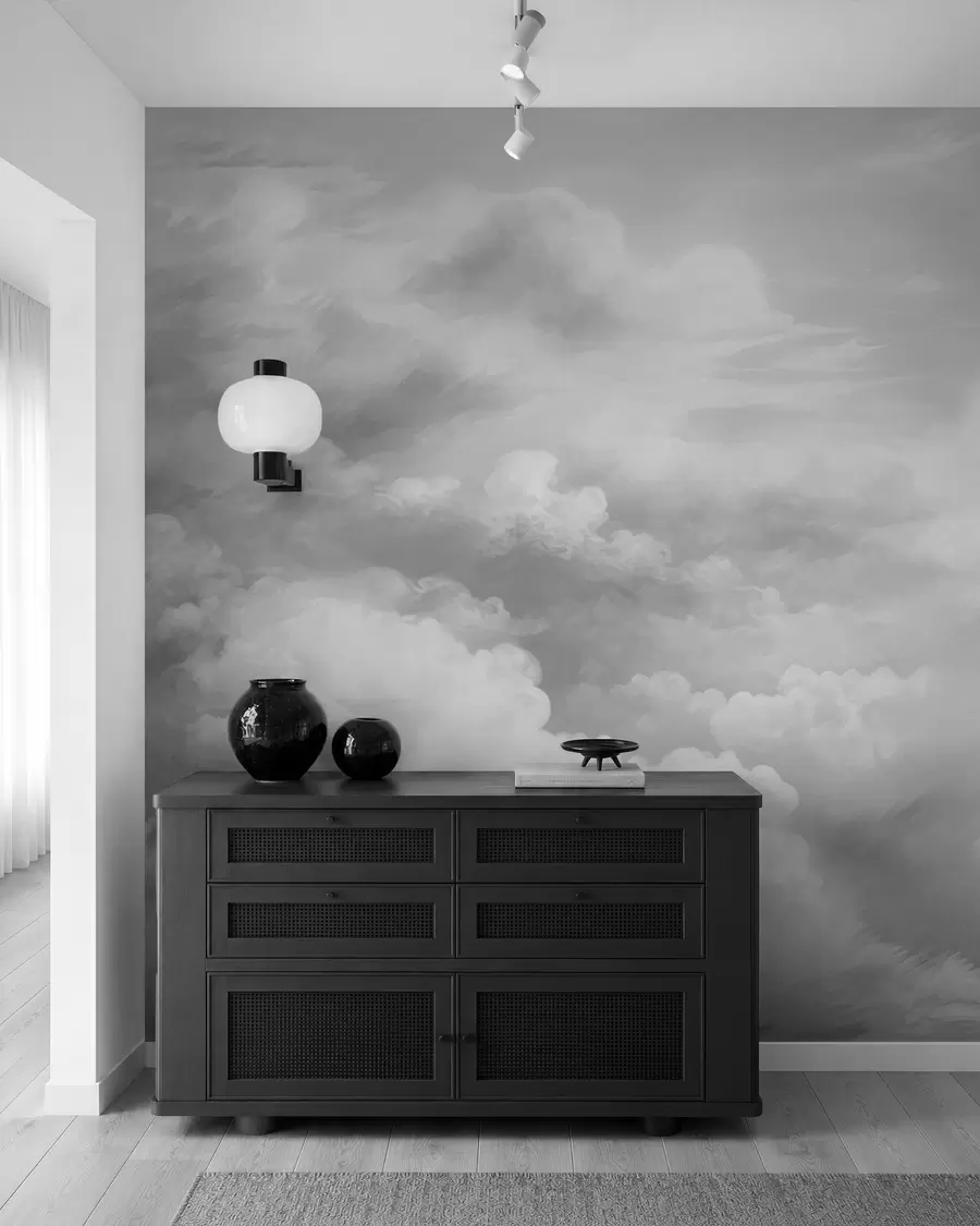 wall murals oluminous clouds in shades of gray w03047v1