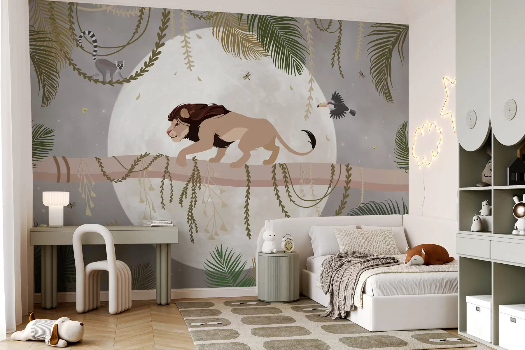 wall murals A landscape with a lion against the moon w03004