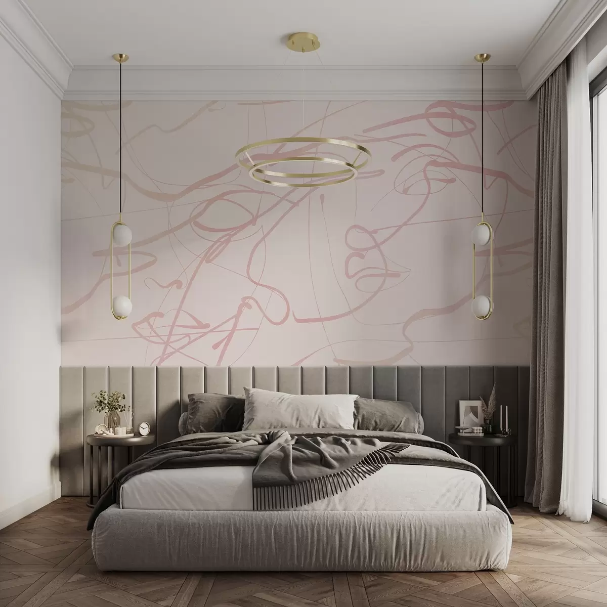 wall murals Faces drawn with line w08763