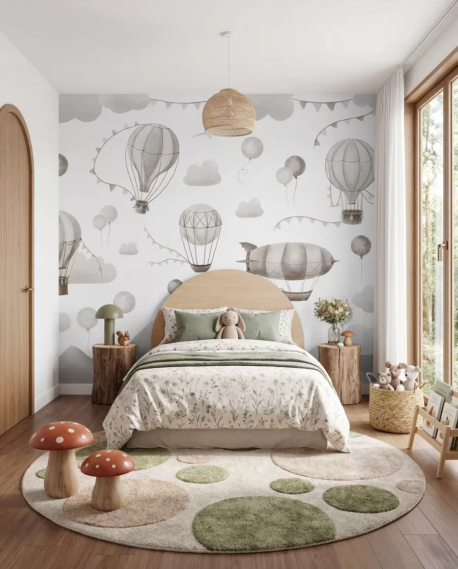 wall murals Children's watercolor design with balloons w08765v1