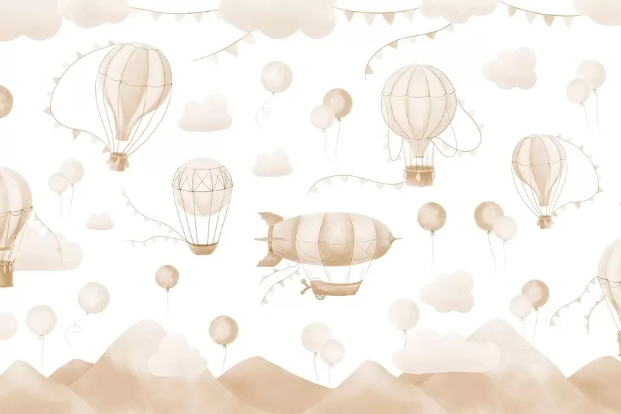 wall murals Children's watercolor design with balloons w08765v4
