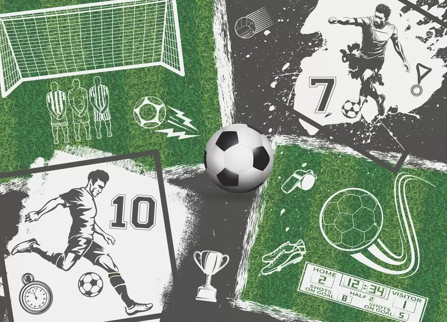 wall murals Football players, ball and field w03121