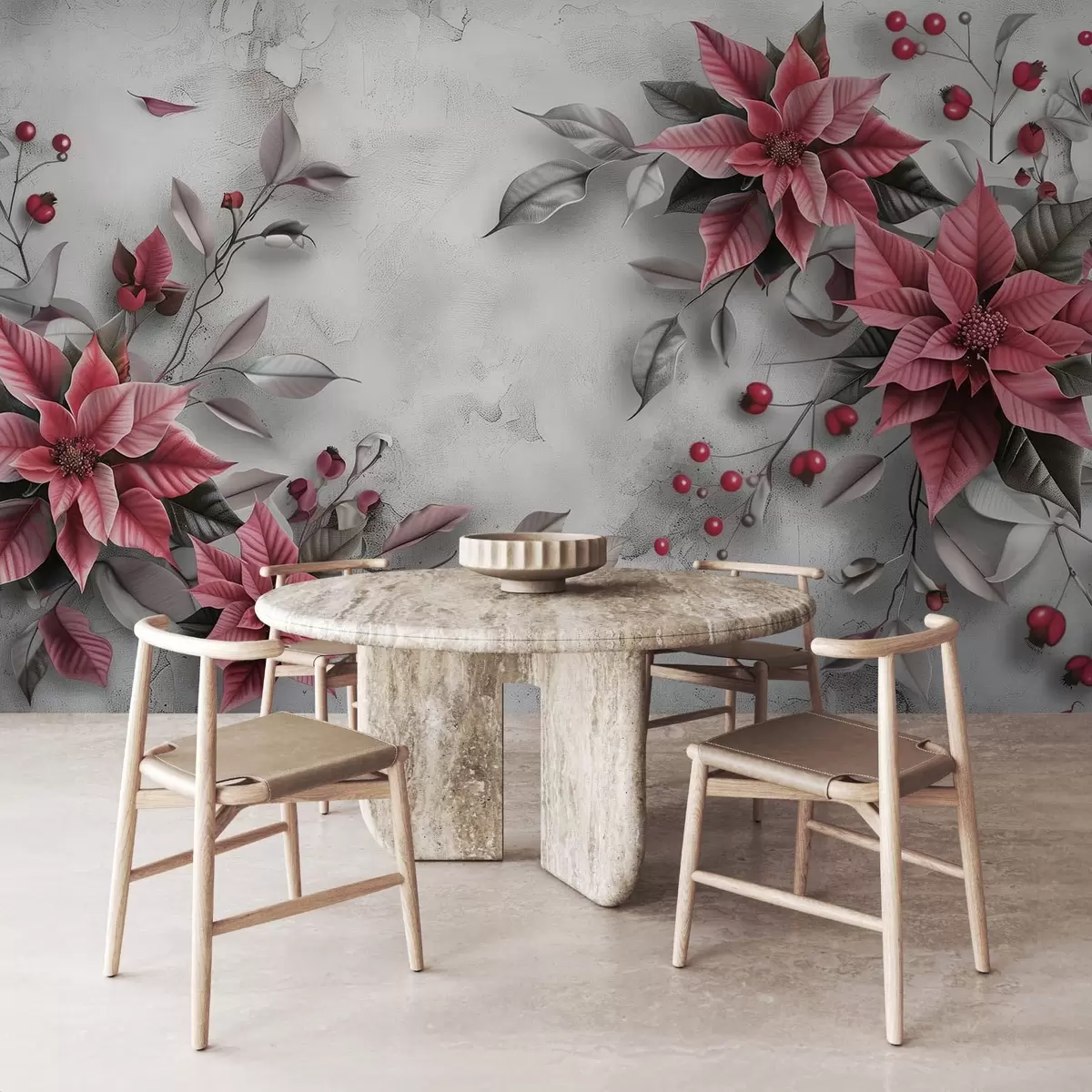 wall murals Large poinsettia flowers w08797