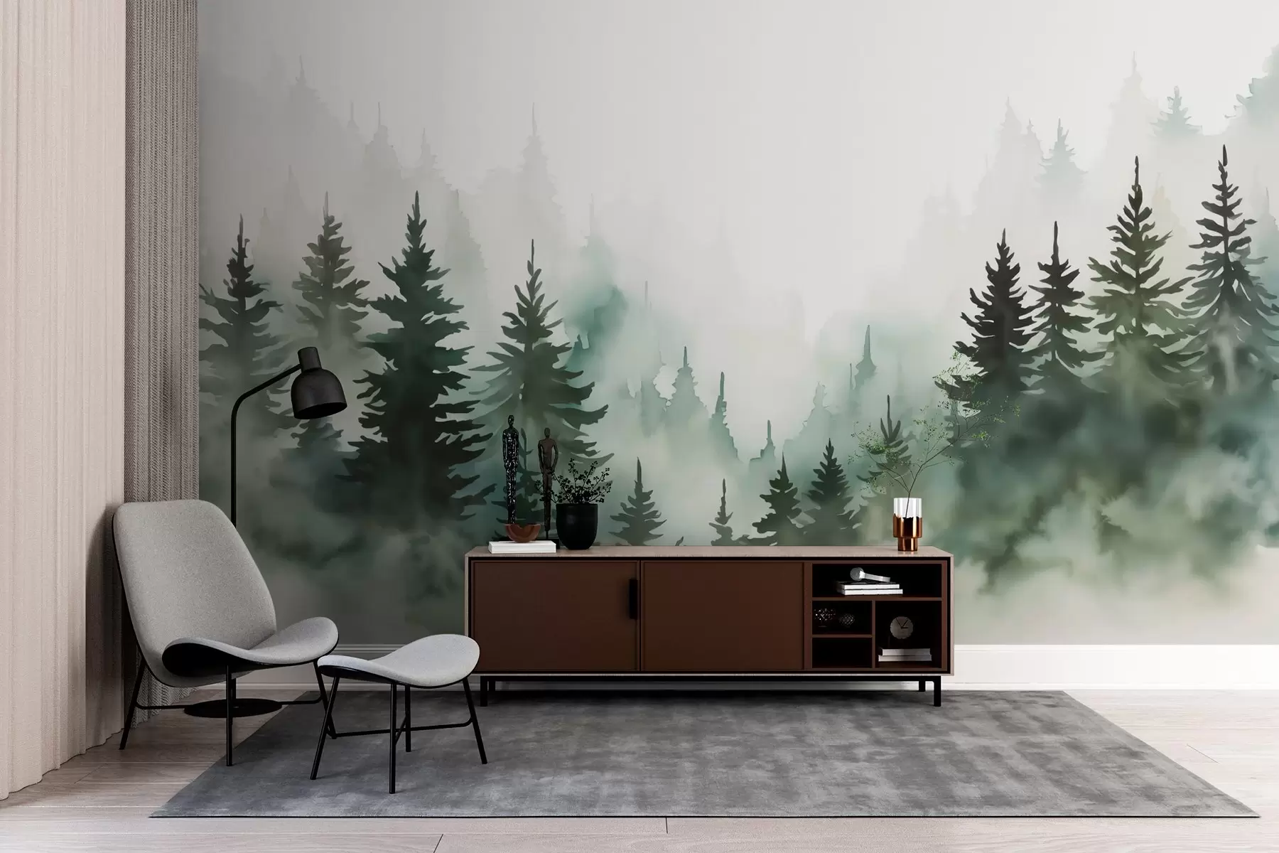 wall murals Forest imitation watercolor w03170