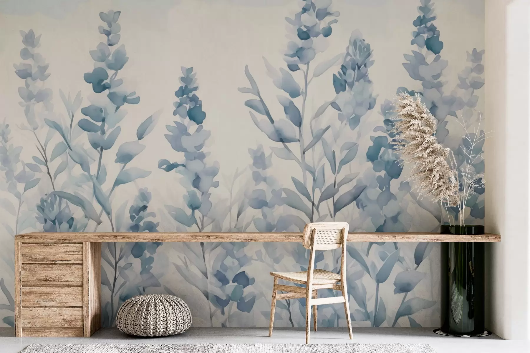 wall murals Lavender imitation watercolor blue shades w03186v1