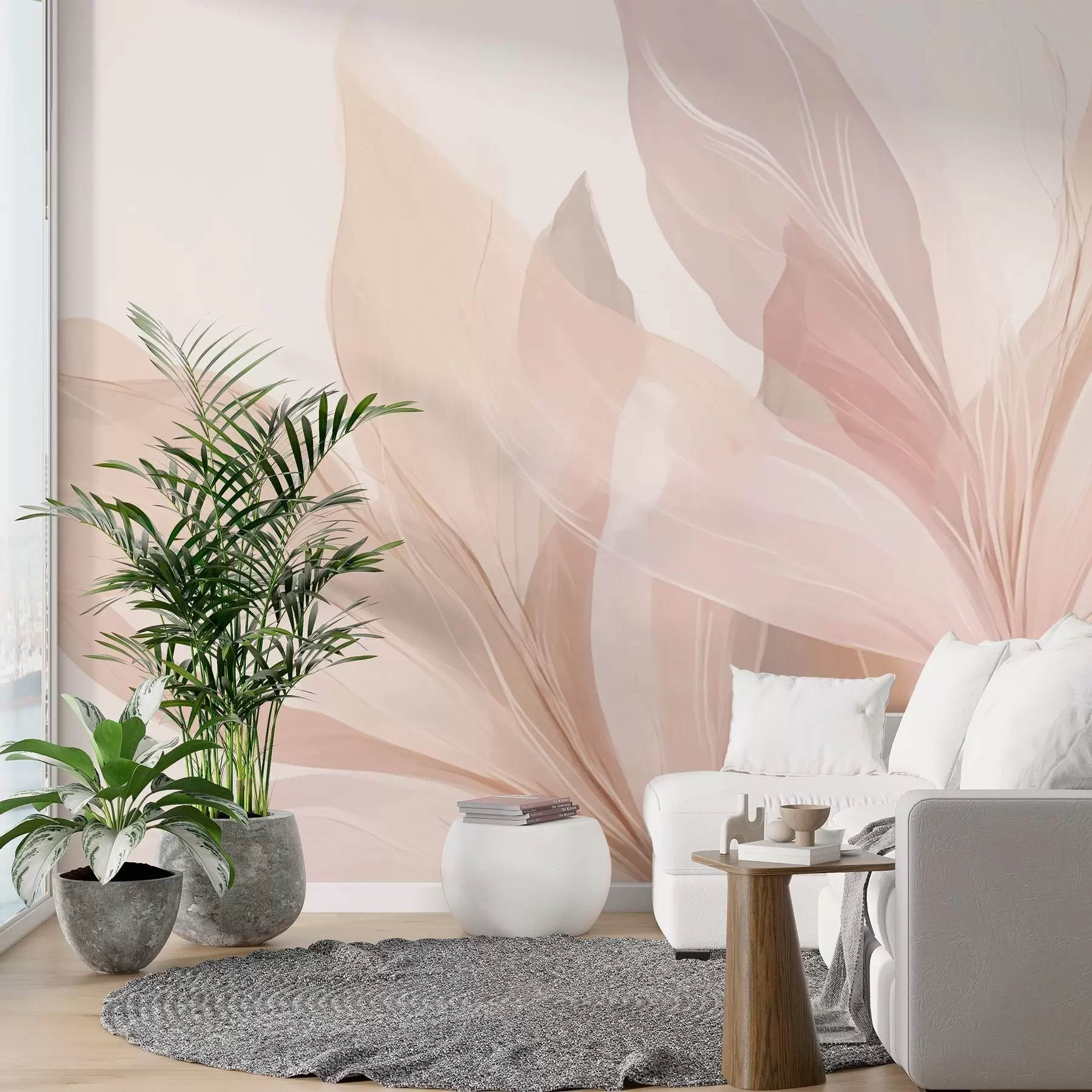 wall murals Abstract image of leaves in light colours w03135