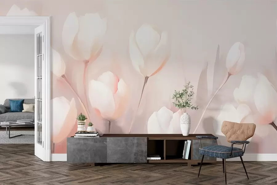 wall murals White tulips w03137