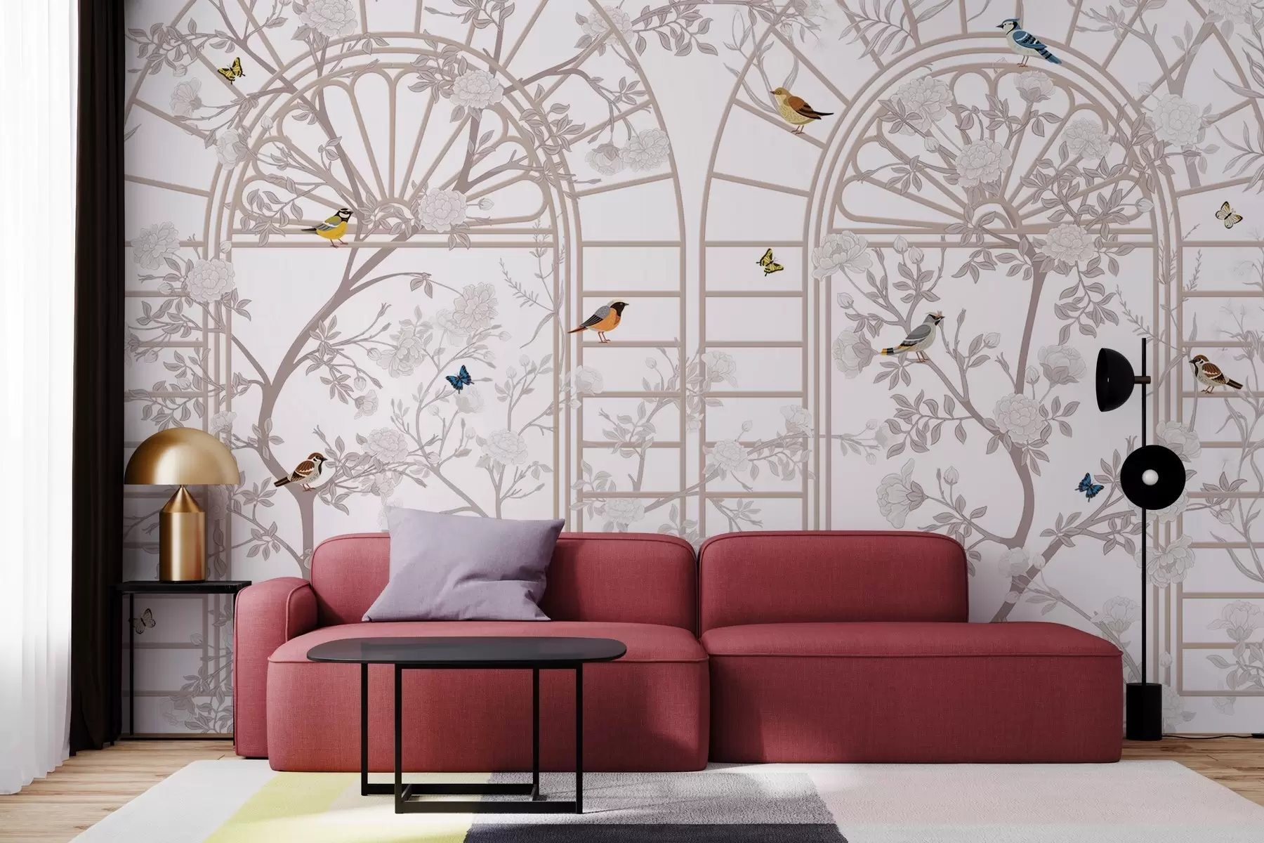 wall murals Tender branches on arch w03190v2