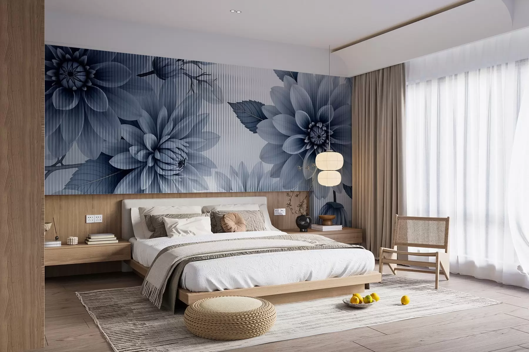 wall murals Large flowers behind glass w03197