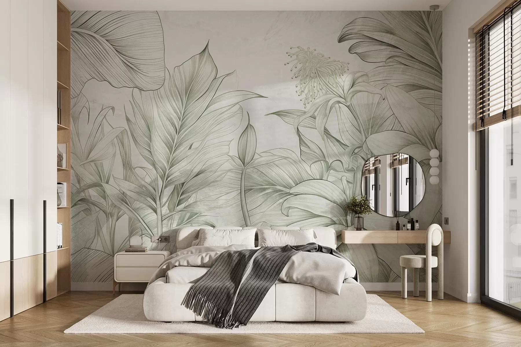 wall murals Detailed leaves in grunge style w03201v2