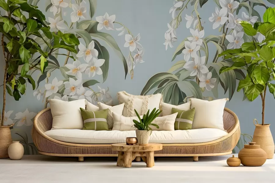 wall murals Drawn flowering branches w03204