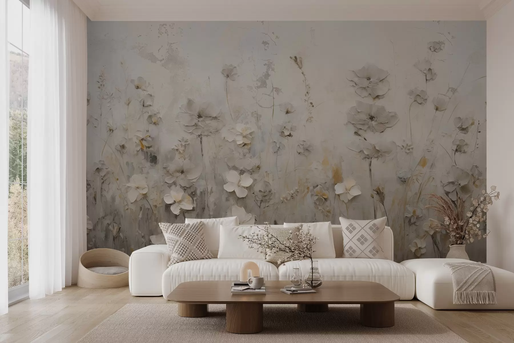 wall murals Abstract reflection of flowers w03205v1