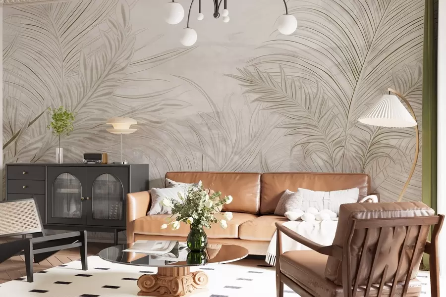 wall murals Stylish grunge leaves w03207