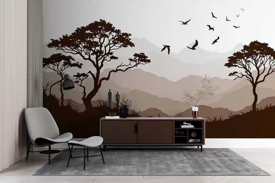 wall murals Silhouette landscape w03210v1