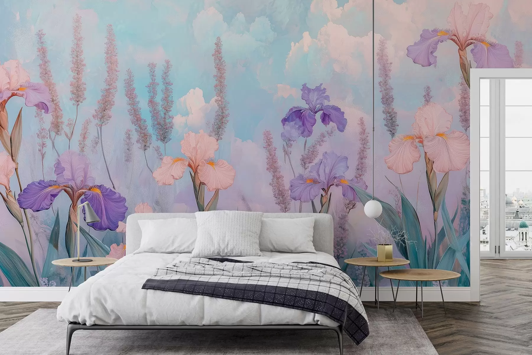 wall murals Oli style drawing flowers, summer meadow, floral w03154