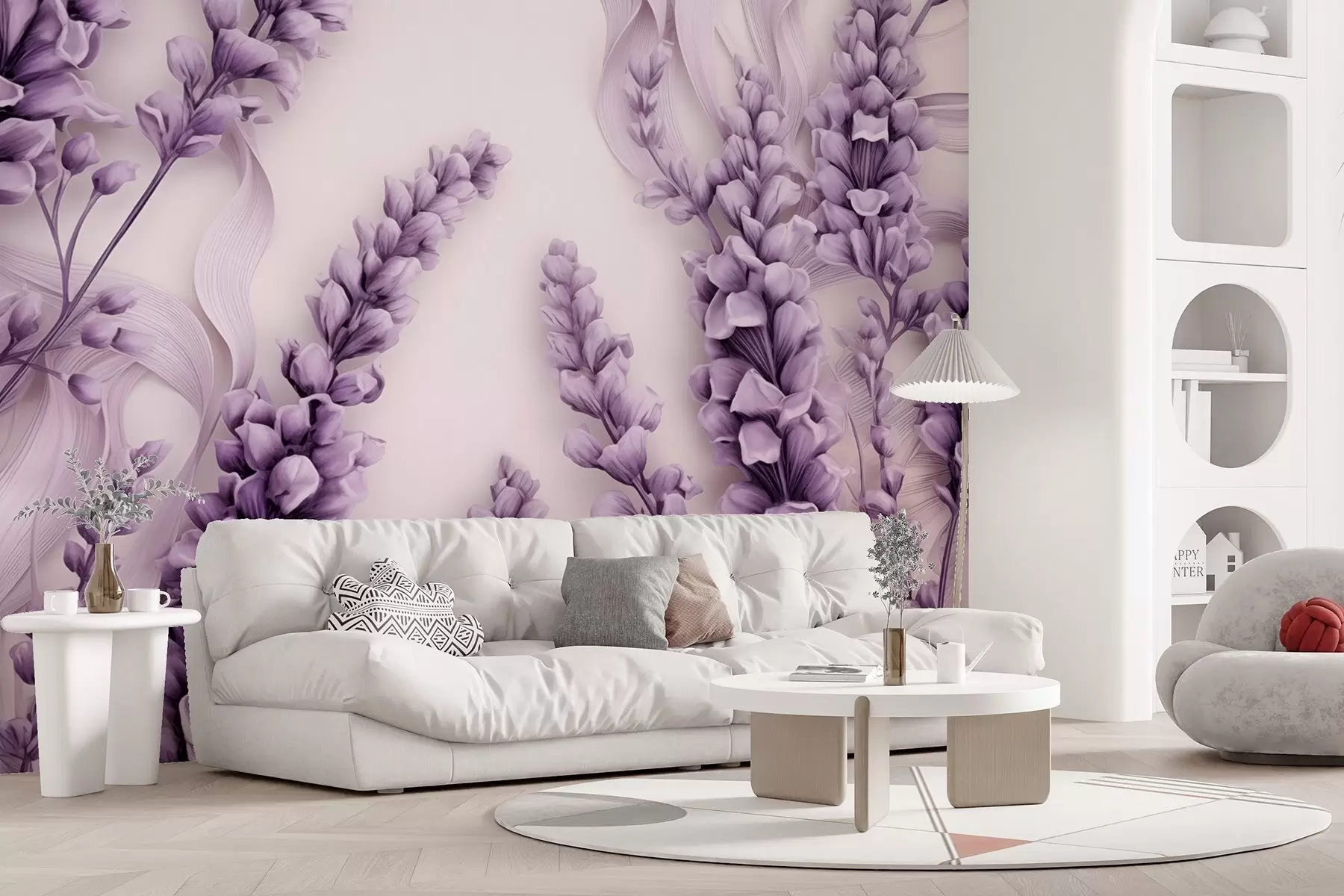 wall murals Purple lavender on a white background w08812
