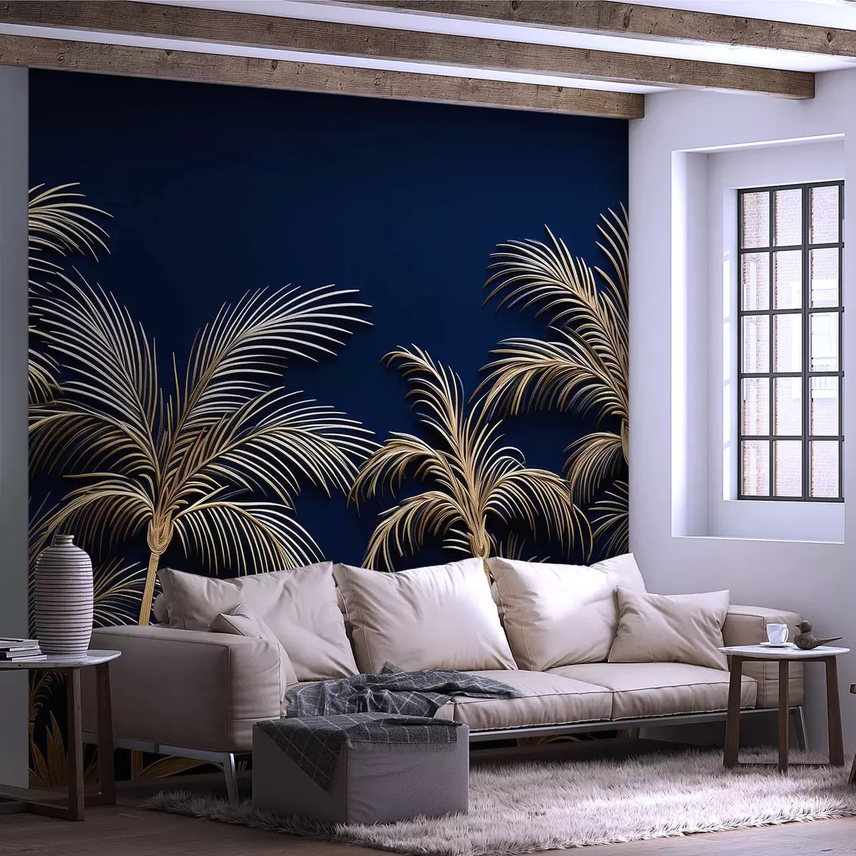 wall murals Palm trees on a dark blue background w08802